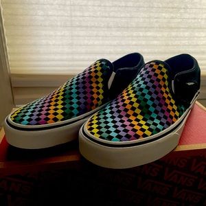 NIB Vans Asher Mini Check Slide Ons